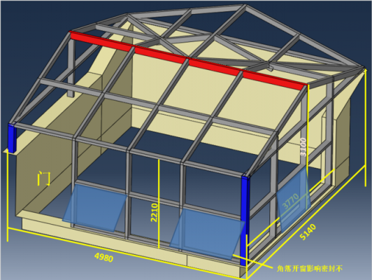 阳光房外框材料尺寸（阳光房钢架结构尺寸）-图1